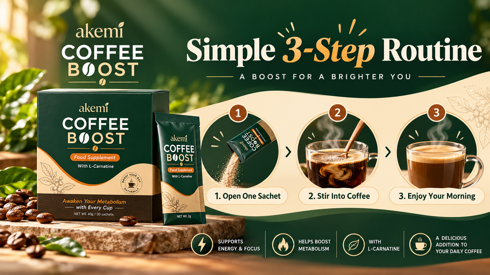 Akemi Coffee Boost routine banner